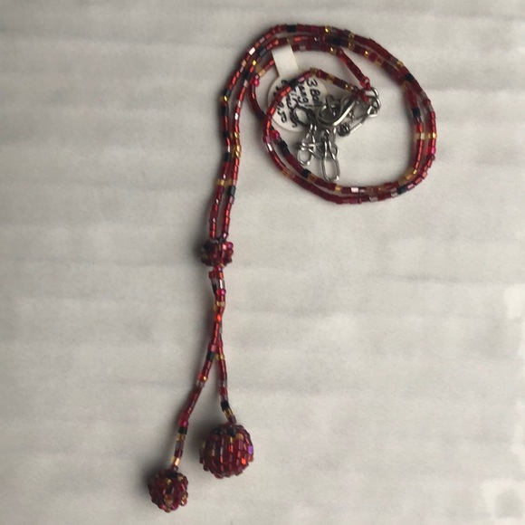3 Ball Dangle Fire Hand Beaded Necklace - Picture 1 of 6